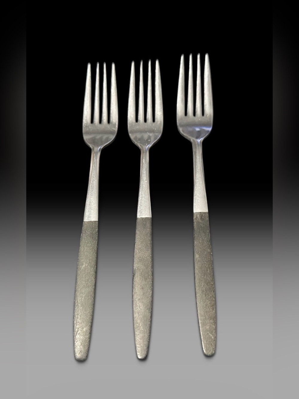 Kingston Stainless Japan 3 Piece Fork Set MCM Black Handle Dinner Ware